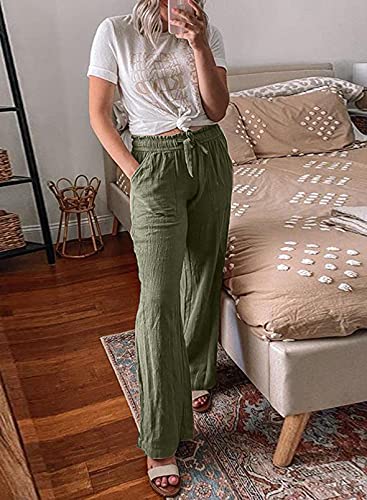 Acelitt Womens Casual Drawstring Pants Elastic Waist Comfy Trousers With Pockets Green X-Large #TOP3