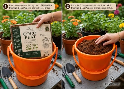 Image of Premium Cocopeat Block 5 Kg with Smart Moisture-Lock Technology | 100% Organic, Ultra-Low EC & pH Balanced. Ideal for Seed Germination, Potting Mix, and Indoor & Outdoor Gardening.