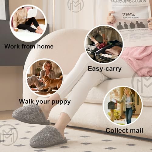 Image of Micolin Slippers For Women Men Fuzzy Winter Warm With Memory Foam House Comfort Fluffy Lining Anti-Skid Cute Indoor Outdoor Shoes