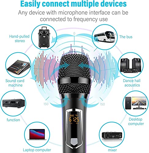 Yeuhoz Microfonos Inalambricos Professional, Metal Wireless Microphone Karaoke Dynamic Mic Karaoke System With Charging Receiver, 1/4‘1/8‘Output, For Amplifier, Pa Sy260Ft Range Wireless Microphone #TOP4