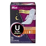 U by Kotex AllNighter Ultra Thin Overnight Pads with Wings, Fragrance-Free, 3 Packs of 28 (84 Total)