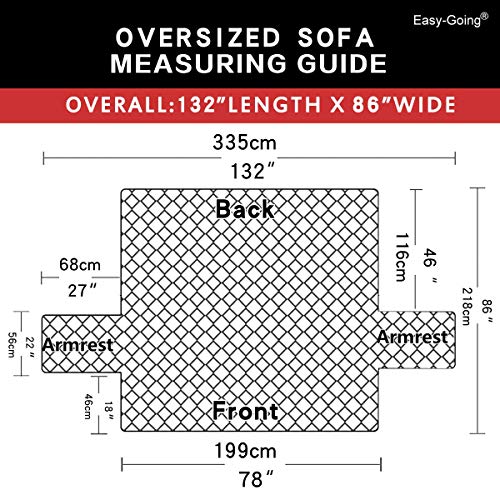 Easy-Going Reversible Oversized Couch Cover For 3 Cushion Couch Sofa Cover For Dogs Water Resistant Furniture Protector Cover With Foam Sticks For Pet (Oversized Sofa, Gray/Light Gray) #TOP5