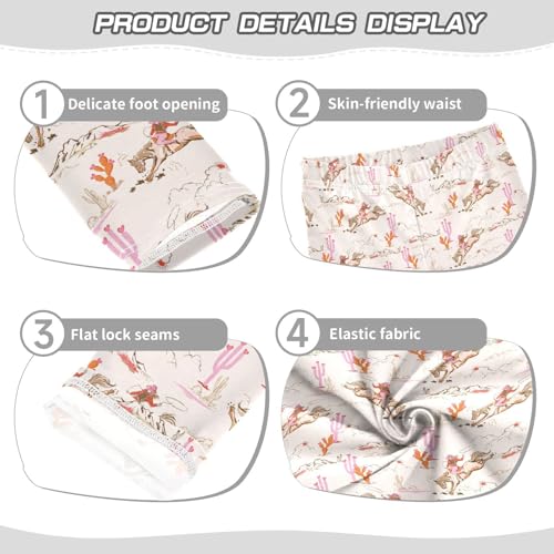Girls Leggings Soft Toddler Ankle Length Bottoms Cowgirl Desert Cactus Kids Dance Yoga Pants 4-10 Years3