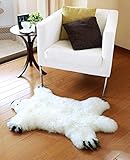 OKAYDA Cute Bear Design Sheepskin Rug Natural Genuine Australia Lambskin Area Rug Fluffy Soft Lovely...