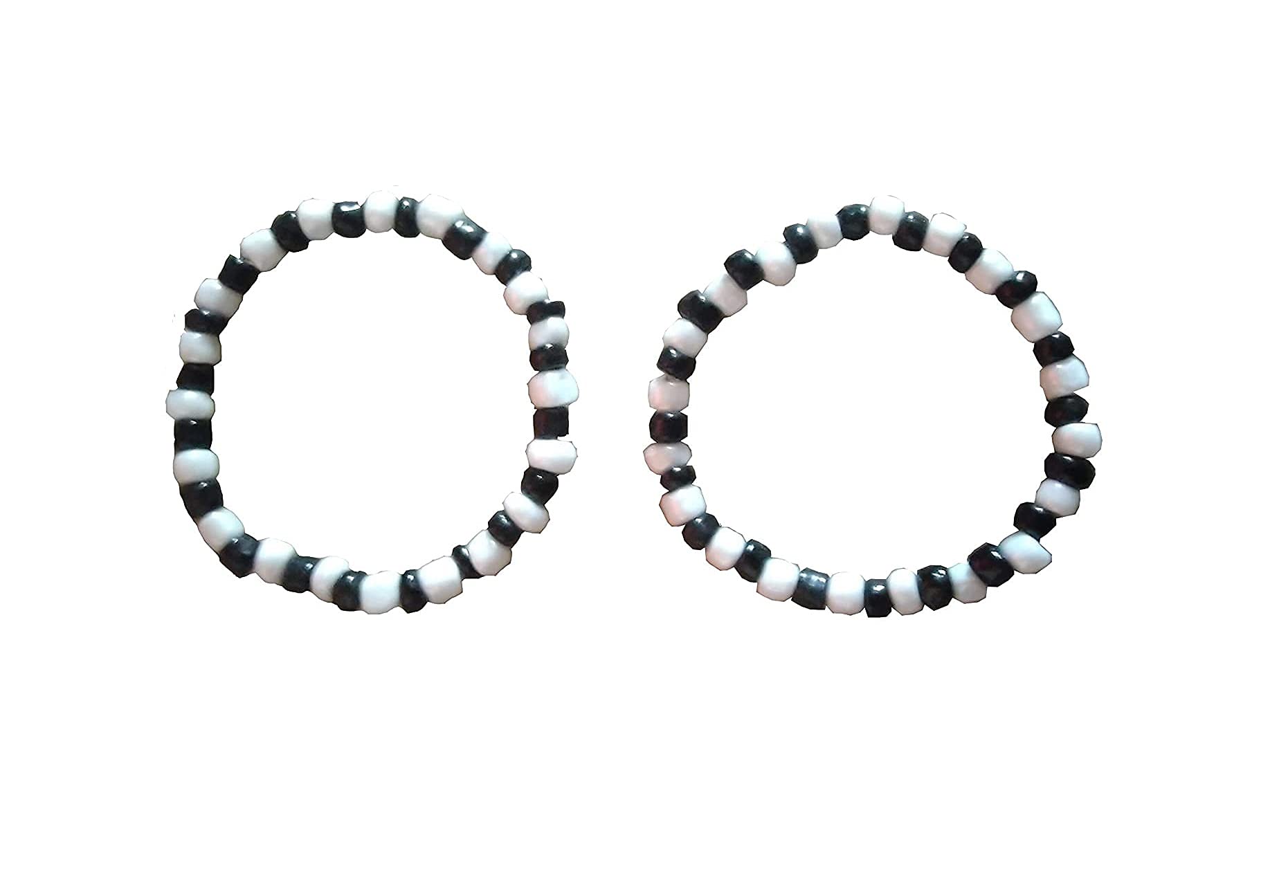 SSKR Black and White Elastic Type Beads Baby Bracelet Nazariya for Boys and Girls to Protect from Evil Eye - Pack of 5 Pairs (Free Size) (Elastic Type)