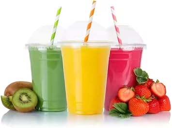 Plastic Smoothie Cups with Dome Lids, 16 oz/473 ml 50 Pack - Cups & lids