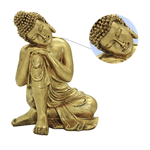 Estatua de Buda indio en resina dorada 10.63" H miniatura 3