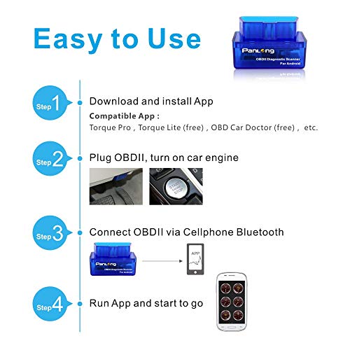 Image of Panlong OBD2 Scanner Bluetooth OBDII Diagnostic Tool Car Code Reader Turn Off Check Engine Light Support Android