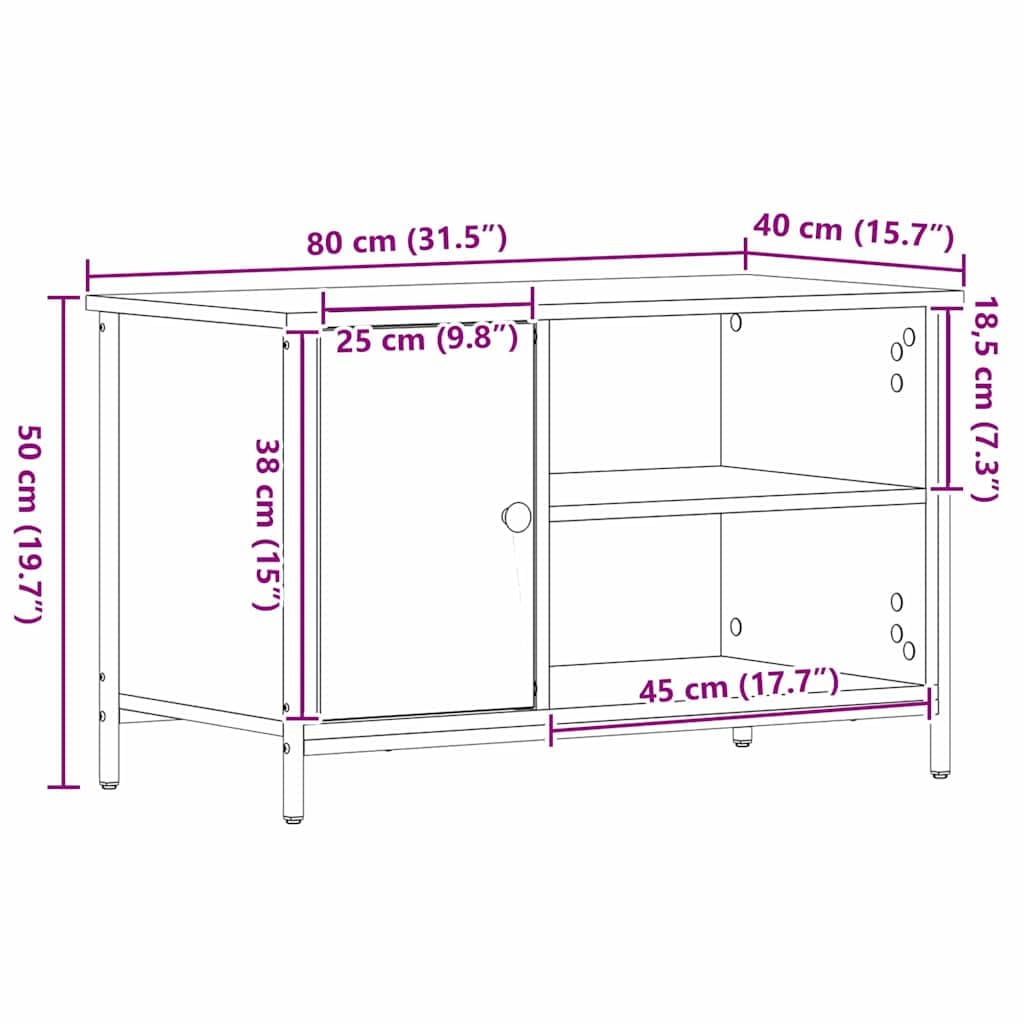 vidaXL Szafka pod telewizor 80 x 40 x 50 cm Stare drewno