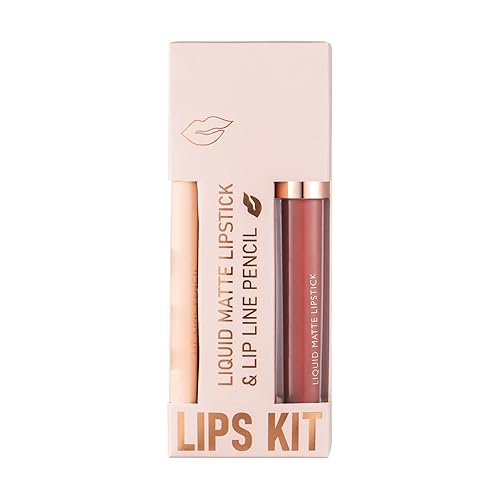 Brillo de labios para adolescentes y niñas, antiadherente, juego de combinación de delineador de labios, lápiz labial, delineador de labios de