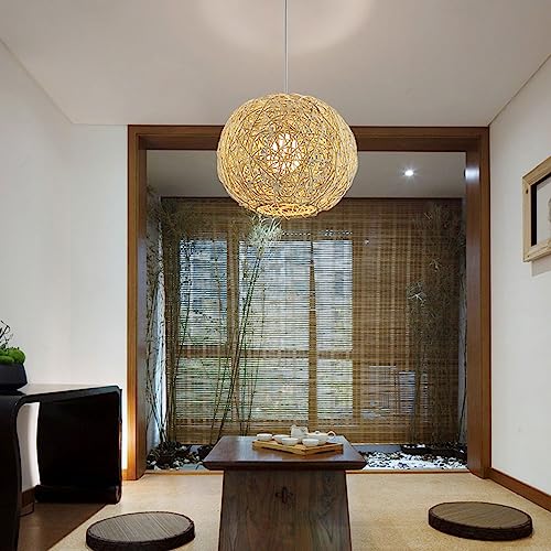 Suspension en rotin E27 luminaire réglable pour restaurant