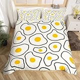 Matériel Microfibre: 3 pièces parure de lit 1 personne Modèle D'omelette Réversible, cette parure housse couette est composée à de microfibre, ce qui est super doux, confortable, respirant et plus durable que le coton pur. Housse de couette enfant elle convient à toutes les saisons et vous offre une expérience confortable
