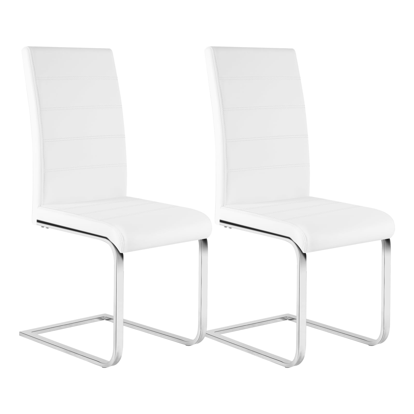 WOLTU Dining Chairs Set of 2, Cantilever Chairs with High Back, White
