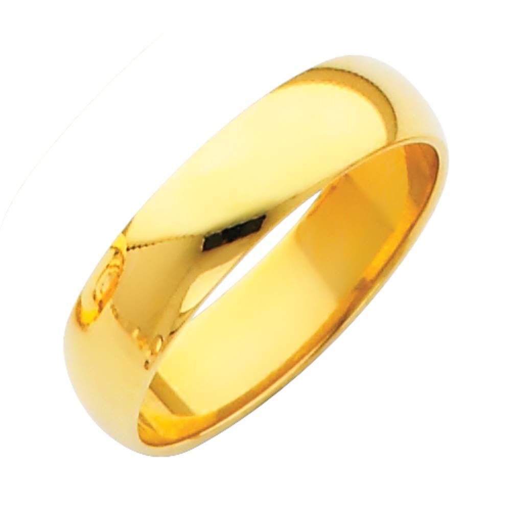 Sonia Jewels 14k Yellow or White Gold 5mm Solid Domed Traditional Comfort Fit Plain Mens Wedding Ring Band