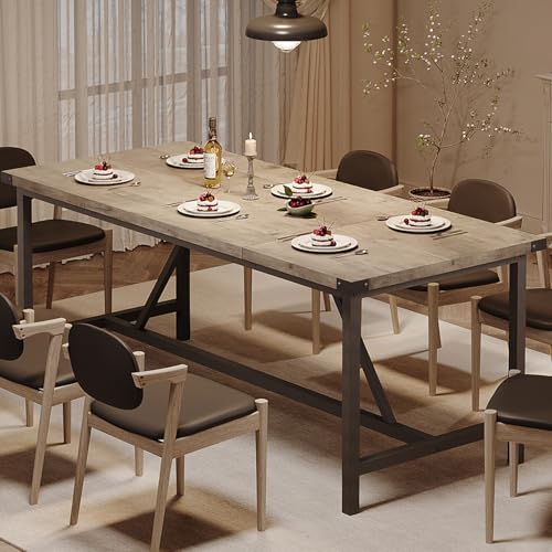 CABIHOME Rectangle Dining Table for 6-8 People, 70.87\" Heavy Duty Industrial Wood Kitchen Table for Dining Room, Large Spaces, Dinner Table, Easy Assembly, Durable Frame, Retro Gray