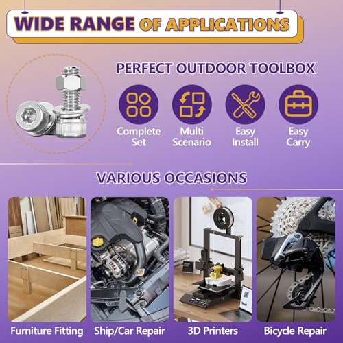 80 Stück M3 Schrauben Muttern Sortiment Set, M3x16mm Edelstahl Zylinderschrauben Innensechskant Schrauben Set, Sechskopf-Knopf Schrauben Muttern und Unterlegscheiben mit Schraubenschlüssel