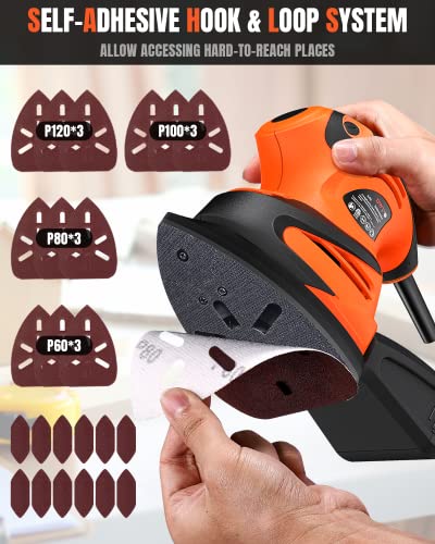 Dwt Detail Sander, 1.5A 15000 Opm Electric Sander With 24Pcs Sandpapers thumb #5
