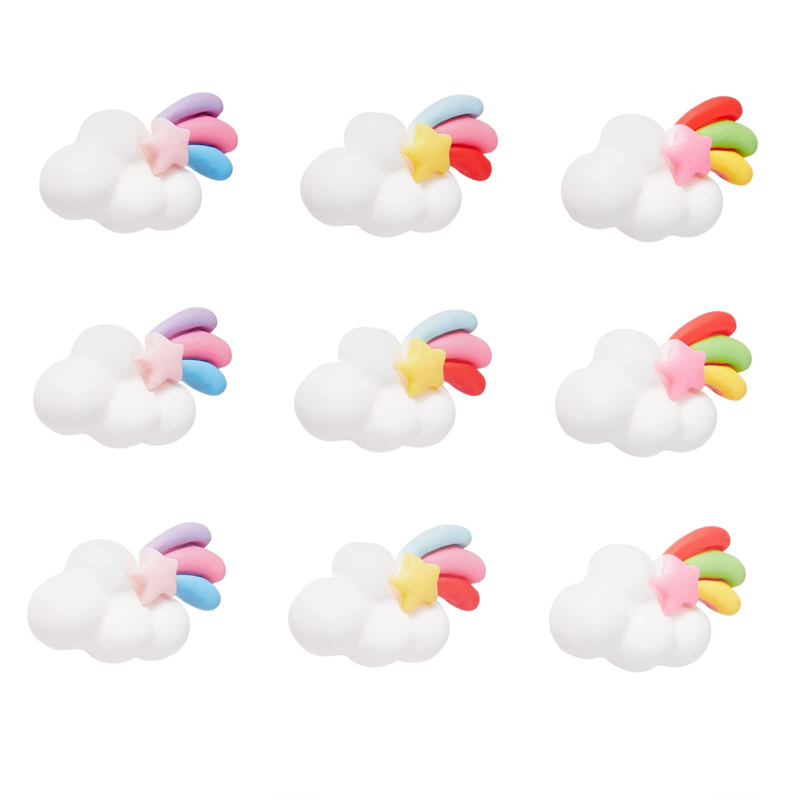 KitBeads 30pcs Kawaii Resin Cloud Cabochons Rainbow Weather Cloud Cute Flatbacks Cabochons for Jewelry Making Crafts