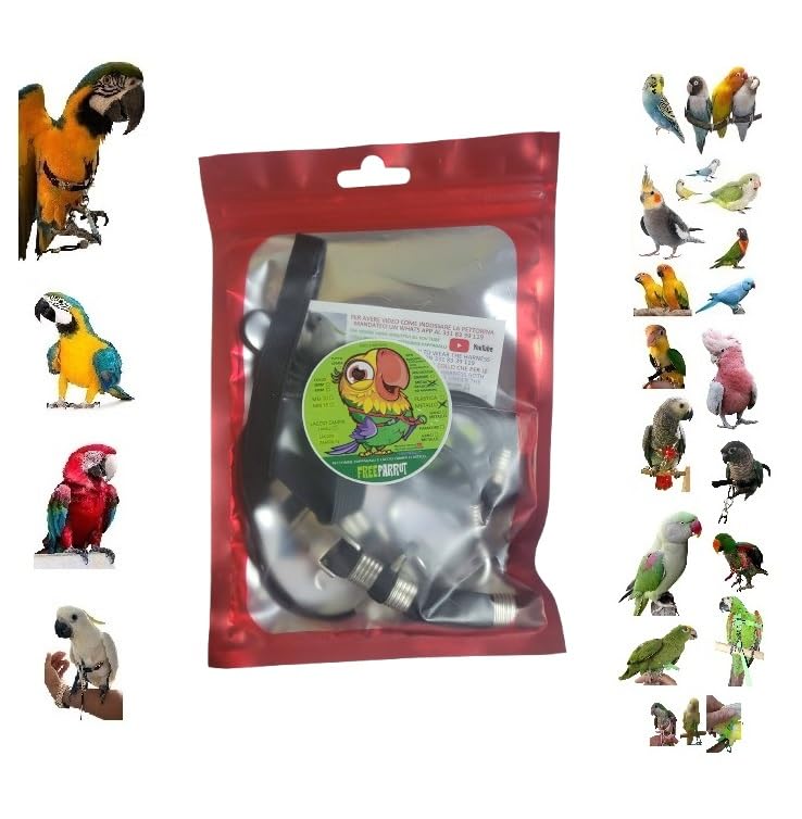 Arnés pechera loros Plus A5 rosa elástica de 10mm para pasear ninfa kalopsita amazona y guacamayo ara