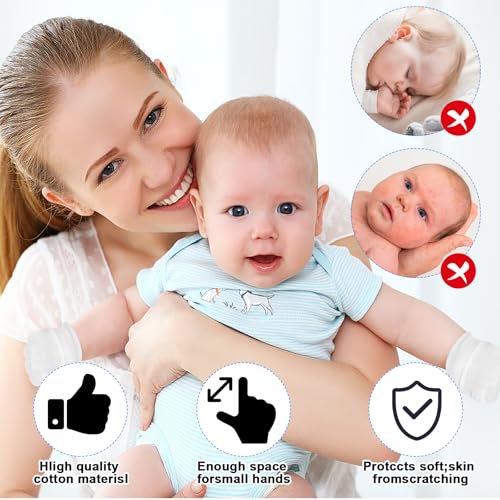 12 Pieces Baby Boy Hat and Mitten Set No Scratch Hats and Mittens 0-6 Months Baby Boys Girls Cotton Hats and Mittens for Toddlers, Infant, Newborn Colorful4
