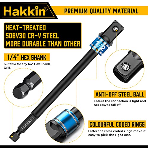 Impact Socket Adapter Set Hakkin 6Pcs Impact Driver Socket Adapter 3" 6" Extension Bit 1/2" 3/8" 1/4" Drive Power Drill Socket Converter for Drill, Impact Torque Wrench DIY Tools Kit Gifts for Men 2 Impact Socket Adapter Set Hakkin 6Pcs Impact Driver Socket Adapter 3" 6" Extension Bit 1/2" 3/8" 1/4" Drive Power Drill Socket Converter for Drill, Impact Torque Wrench DIY Tools Kit Gifts for Men - Image 2