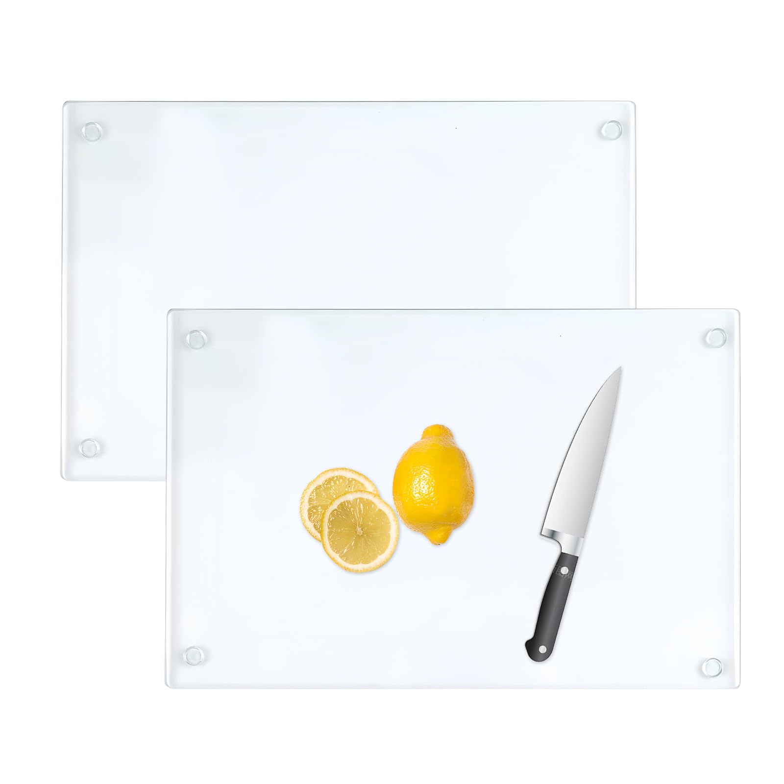 Tempered Glass Cutting Board 2 Non-Slip Square Glass Chopping Board 30x20cm