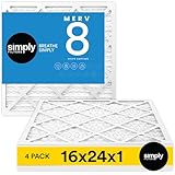 Simply 16x24x1 Air Filter, Merv 8, 4 Pack, For Home AC...