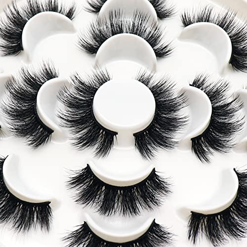 Veleasha 610 5D Faux Mink Lashes Handmade Luxurious Volume Fluffy Natural False Eyelashes 7 Pairs  thumb #4