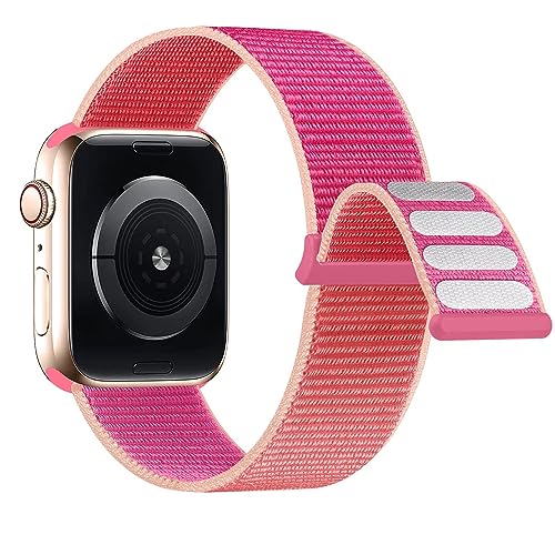 Lobnhot Nylon Correa Compatible Apple Watch 40mm 38mm 41mm, Correa Deportiva Ajustable para iWatch Series 7 6 SE 5 4 3 2 1 (38/40/41MM-Granada)