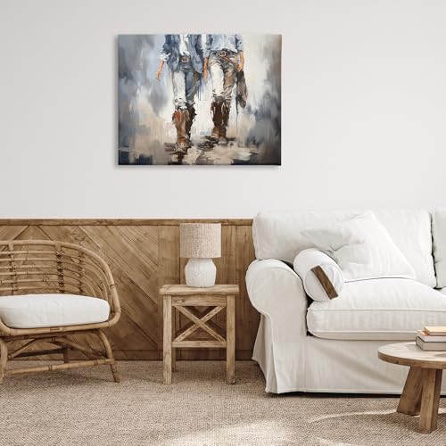 Image of Romantic Cowboy Boots Plaid, 30 x 40 Inch Canvas Wall Art | Stupell Industries . By Ramona Murdock . Ready to hang . Great gift for country decor . Made in USA
