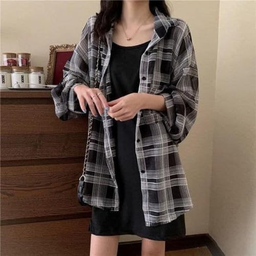 Image of ROYALICA Women Black and White Colour Collared Checked Shirt with Heavy Black Inner