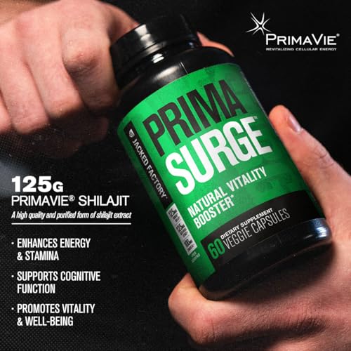 Image of Jacked Factory Testosterone Booster for Men PRIMASURGE - w /Tongkat Ali, PrimaVie, Ashwagandha - Boost Vitality, Muscle Growth & Energy | Natural Test Booster Supplement - 120 Veggie Pills