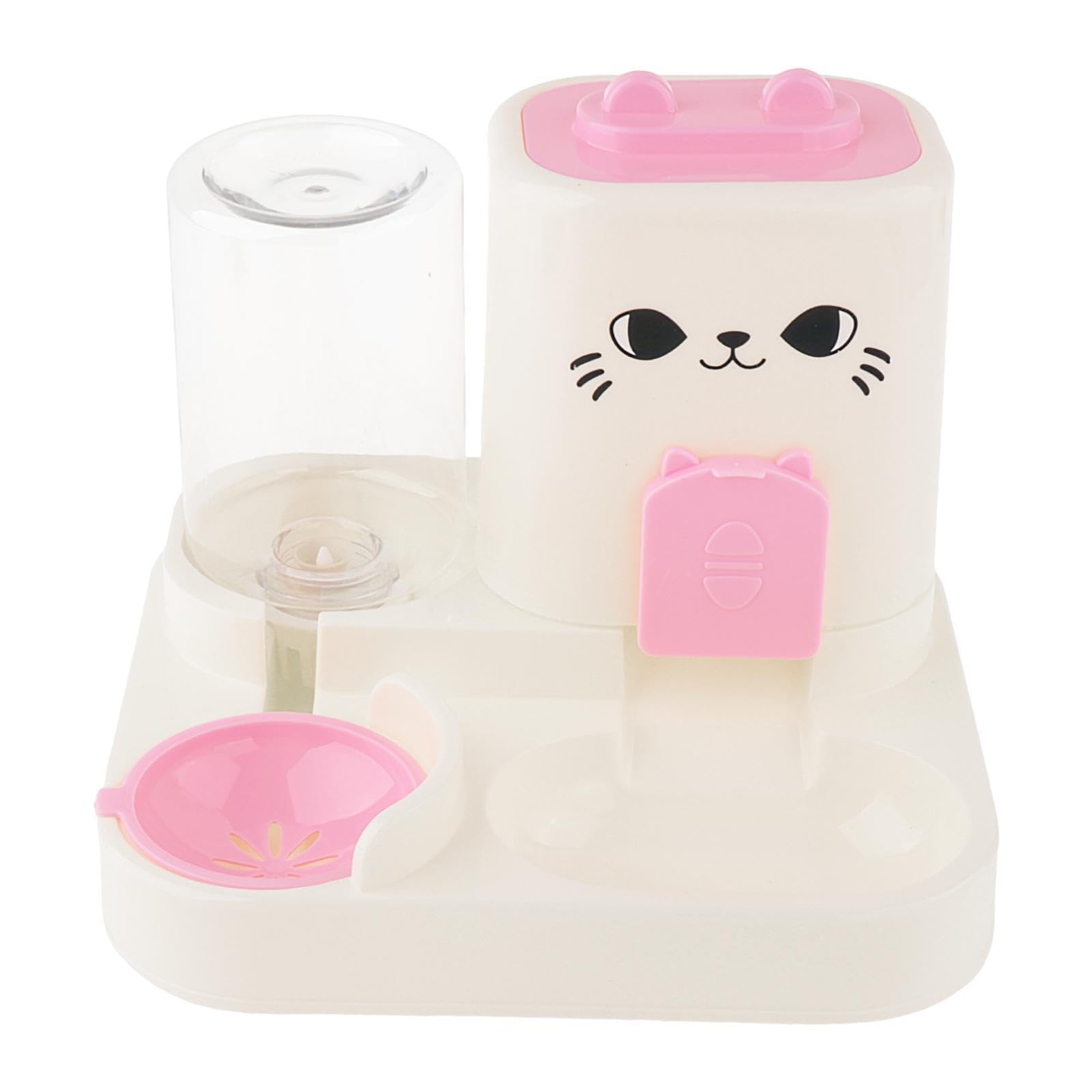 Distributeur automatique de nourriture pour petits chiens et chats rose avec sortie 45°