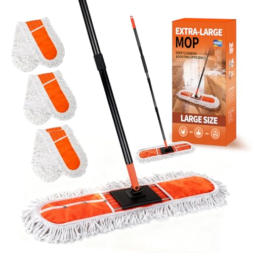 36 Large Commercial Dust Mops for Industrial Floor Marble Laminate Tile Concrete Garage. Janitor Broom Wide Dry mop for Hardwood Heavy Duty Long Handle Hotel Gym Household Cleaning Supplies