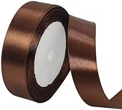 Ruban Satin de Soie 20mm x 22m - Ruban Couture pour Decoration de Mariage, Fte Gateau, Emballage Gateau, Coffrets, Bouquet, Brun