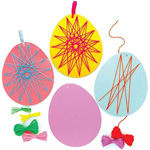 Baker Ross Œufs De Pâques à Tisser – Kit Créatif 8 Pièces – Mousse Pré-découpée, Ruban – Couture Facile Pour Débutants – Dès 5 Ans