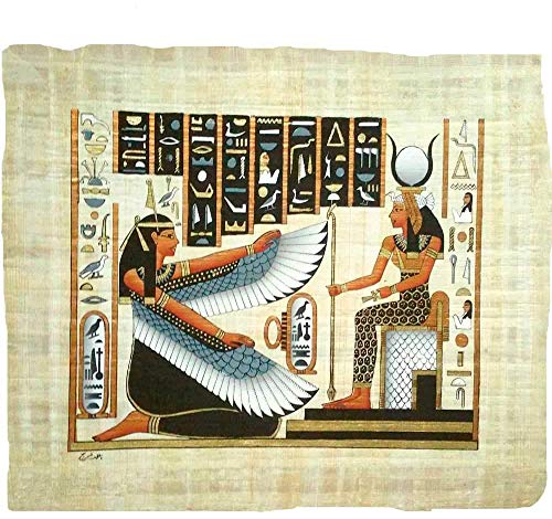 Papyrus Maet et Isis décoration murale égyptienne originale 33x43