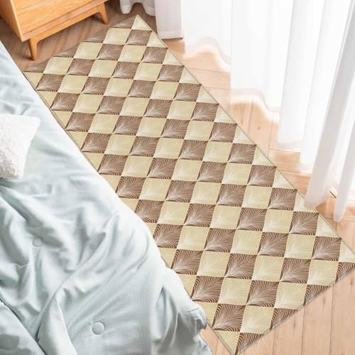 Kitchen Runner Rug, Geometric Abstract Rhombus Lattice Non Slip Runner