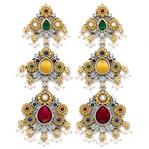 Oxidised Silver Tribal Peacock Feather Design Chandbali Earrings ...