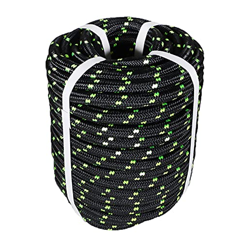 mitoharet 1/2 Inch x 100 FT Double Braid Polyester Arborist Rigging Rope,Nylon Pulling Rope Arborist Rigging Rope Sailing Rope for Camping Swings Arborist Gardening Marine, Black & Green