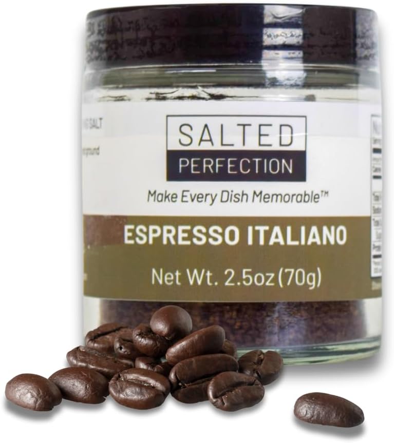 Espresso Italiano Gourmet Finishing Salt - Fine Salt Flakes – Natural Flavored Sea Salt - 2.5 Ounces