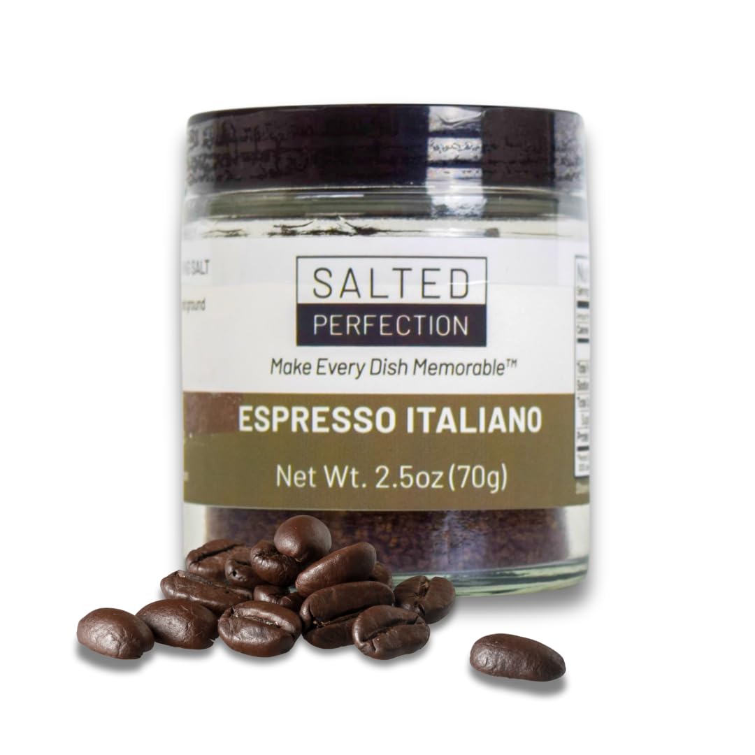Espresso Italiano Gourmet Finishing Salt - Fine Salt Flakes – Natural Flavored Sea Salt - 2.5 Ounces