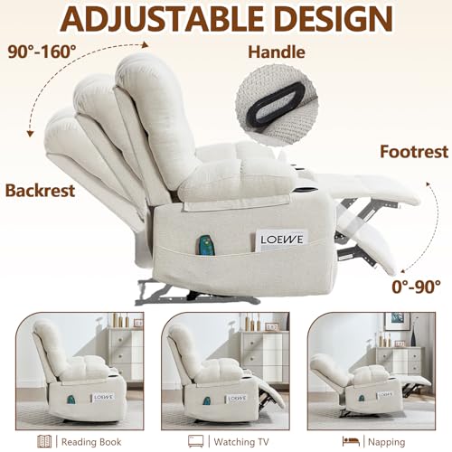 Sillón reclinable manual beige tejido cómodo miniatura 4