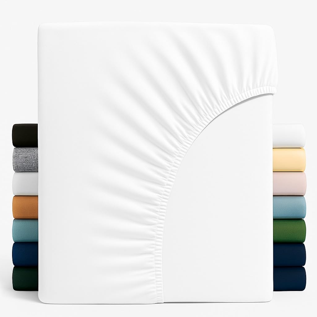 Z&A - Brushed Microfiber Fitted Sheet Double - White Deep 30cm (11.81 inches) Elastic Corners - Easy Care Bedding - Soft Breathable Bottom Sheet - Mattress Fitting Soft Bed Sheet