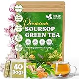 Picture of FreshDrinkUS, Premium 40 Tea Bags Soursop Green Tea, 100% Natural & Proprietary Blend from Soursop Leaves and Green Tea. Smooth Flavor. Made with Eco-Conscious Tea Bags. No Additives No Sugar, Vegan.