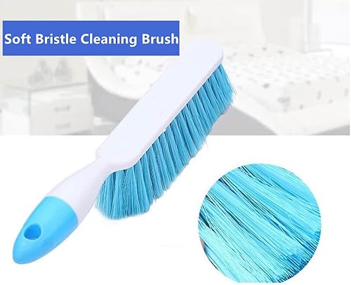 Miniatura 4 de Jilukibo Paquete de 2 sábanas de cerdas suaves con cepillo de limpieza con mango de plástico, azul, rojo rosa