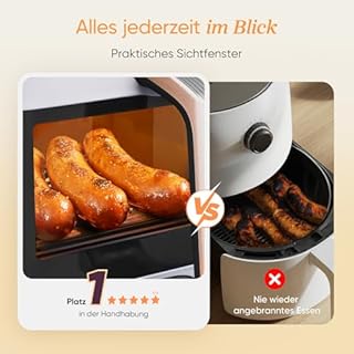 COSORI Airfryer, Testsieger der Stiftung Warentest, Heißluftfritteuse 2 Kammern mit Sichtfenster, Innenraum aus Metall reduziert Kunststoffkontakt, Schwarz-weiß