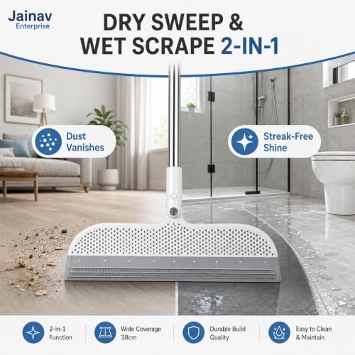 Image of Floor Wiper with Silicone Squeegee Blade Magic Broom with 180Swivel