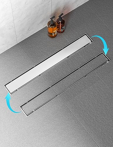 Neodrain Duschrinne 70cm Edelstahl Bodenablauf - 360° Siphon Duschablauf Extra Flach mit Geruchsstop Haarsieb und Adapter Für Bad