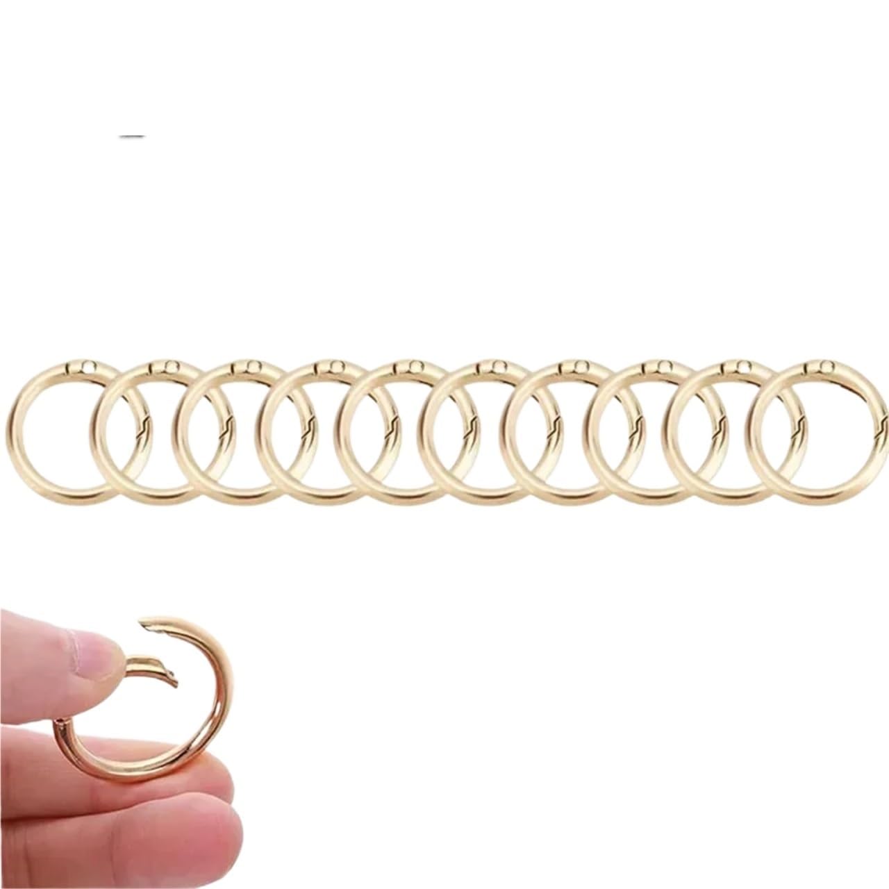 50pcs Openable Purse Buckles Spring O Ring Round Carabiner Snap Hook Keyring Clasp DIY Jewelry Bag Accessories for Keyrings,Wallets(Gold,26mm)